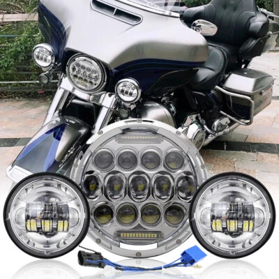 For Harley Davidson Softail Deluxe FLSTN 7" LED Headlight + 4.5" Passing Lights - Image 1 of 4