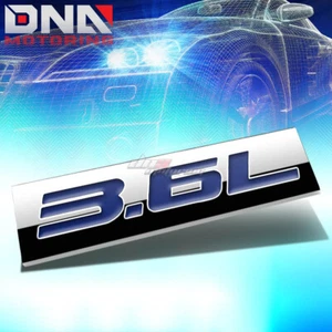 ALUMINUM STICK ON POLISHED CHROME BLUE 3.6L 3.6 L DECAL EMBLEM TRIM BADGE LOGO - Picture 1 of 3