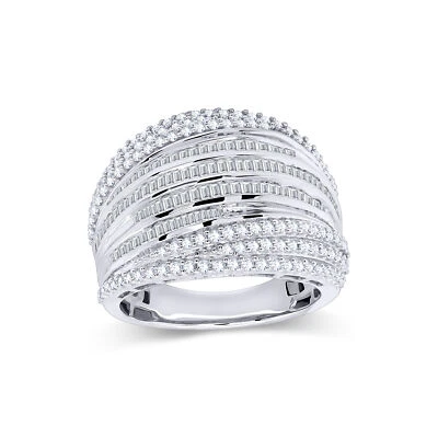 Anillo de compromiso de boda con racimo de diamantes naturales certificado de 1,49 quilates de oro blanco de 10 quilates Foto 1 de 4