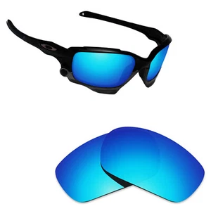 Hawkry Polarized Replacement Lenses for-Oakley Racing Jacket Ice Blue Mirror - Picture 1 of 3