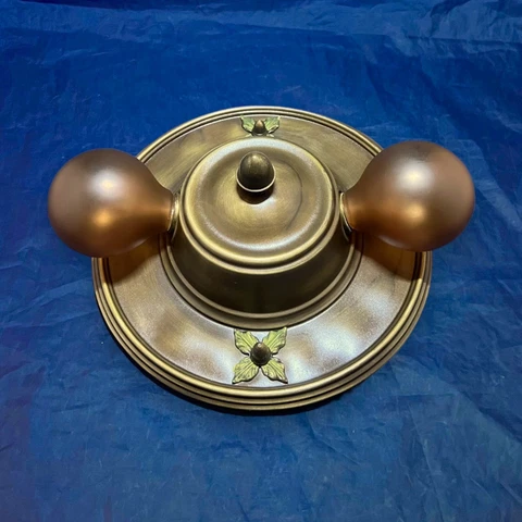 Two Bulb Brass Antique Flush Mount Fixture Rewired 29C Cover