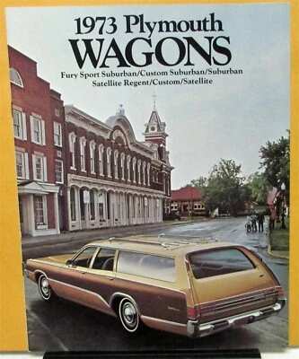 Plymouth Station Wagons Fury Satellite 1973 folleto de ventas suburbano rev 12 1 72 Foto 1 de 4