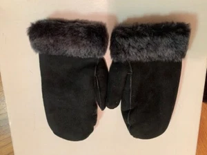 Black Frost Shearling Ladies Mittens - Picture 1 of 4