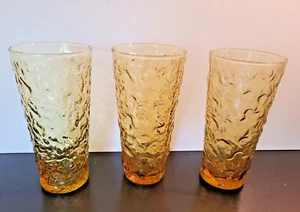 Vintage Anchor Hocking Lido Milano Bernstein Gold 3er Set Gläser MCM - Bild 1 von 4