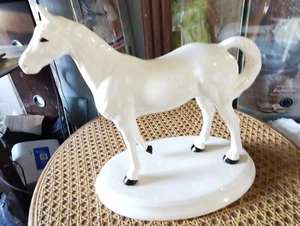 Ceramic White Horse Statue 10.5” Tall Sculpture Home Art Deco - Picture 1 of 6