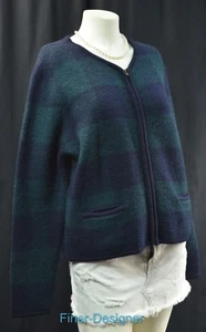 Requirements 100% Wool Cardigan Sweater Coat Ski jacket plaid zip size L VTG NEW - Picture 1 of 5