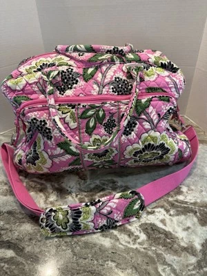 Vera Bradley Extra Large Pricilla Pink Paisley Duffle Bag Handles Strap Pockets - Image 1 of 4