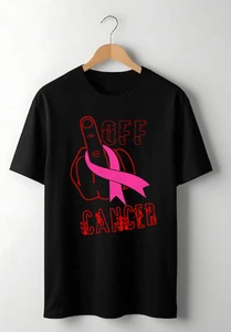 F*ck Off Breast Cancer Awareness T-Shirt Middle Finger Pink Ribbon Health Tops - Picture 1 of 1