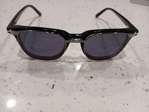 Tom Ford glänzend schwarz/klar eckig Herren Brille mit Clip-On - Bild 1 von 10