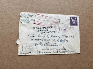 US WWII RTS Cover +Solo Franking #905 +"No Record Hospital Plant" +Multi Chops - Picture 1 of 2