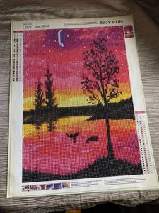 Pink, Orange, Yellow Sunset Sunrise Diamond Dot Painting 30x40 Cm Dots Unframed - Picture 1 of 5