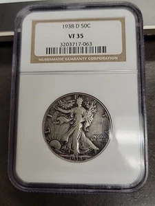 1938-D Walking Liberty Half Dollar 50C NGC VF35 - Picture 1 of 5