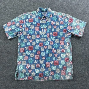 Reyn Spooner Shirt Mens Small Blue Floral Hawaiian Pullover Disney Mickey VTG * - Picture 1 of 15