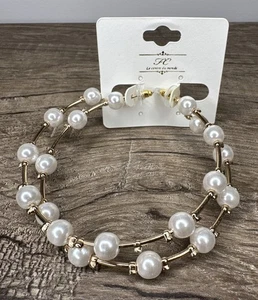 Pendientes de aro de perlas FC nuevos con etiqueta - Imagen 1 de 9