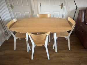 IKEA PS 2012 Drop Leaf Dining Table AND 4 Chairs bamboo and white RRP £299 - Picture 1 of 7