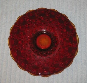 Vintage Indiana Tiara Glass Footed 13.5” Cake Plate Constellation Amberina Red - Picture 1 of 4