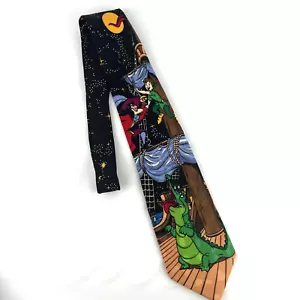 Vtg Peter Pan The Disney Store 100% Silk Tie Adult Men Necktie Cpt Hook Croc - Picture 1 of 7