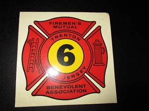 Vintage Firemen's Mutual Benevolent Association Decal-Trenton,NJ-unused - Picture 1 of 2