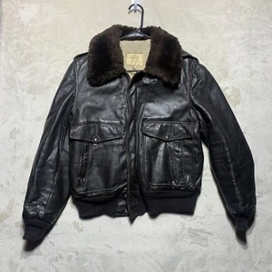 Vintage US B-15 Bomber Jacket Lesco Leathers Simco Size 42 Fits Small Fur Brown - Picture 1 of 20