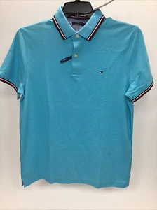 Tommy Hilfiger Mens Striped Collar Polo,Bright Blue,M. - Picture 1 of 2