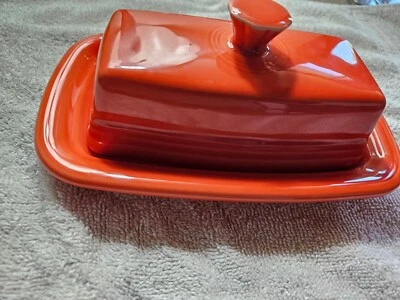 FIESTAWARE Butter Dish w/Lid~Persimmon Burnt Orange~ Homer Laughlin~HLC USA - Image 1 of 4