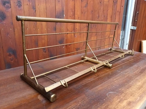 60er Wardrobe Vintage Wall Coat Rack Corridor Wardrobe Brass Wood Midcentury Cover