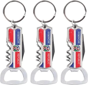 Multifunctional Bottle Opener Keychain Corkscrew Keychains - Dominican Republic - Picture 1 of 7