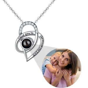 Customized Projection Bracelet 925 Silver Necklace Pendant With Photo Family Pet - Picture 1 of 38