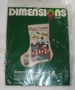 Dimensions Favorite Pet Christmas Stocking Kit Crewel Embroiderey 8010 Vintage