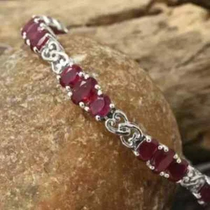 12CT Oval Cut Lab Created Ruby Beautiful Bracelet 14K White Gold Plated 7” - Picture 1 of 3