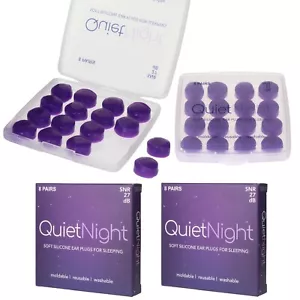 QuietNight Sleep 32 tapones para los oídos 16 pares de silicona suave moldeable reutilizable lavable - Imagen 1 de 16
