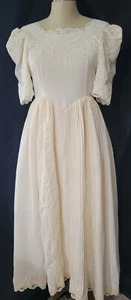 Vintage 80s Custom Silk? Victorian Style Wedding Dress Size S - Picture 1 of 15