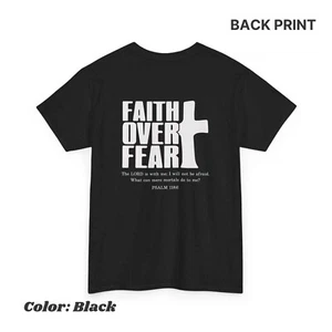 Faith Over Fear Christian T-Shirt Religious Scripture Bible Verse Tee Shirt - Picture 1 of 7