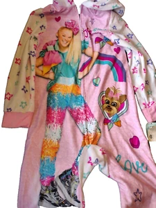 JoJo Siwa Girls' Zippered Sleeper Set Sleep Pajama Jumpsuit L 10/12 Heart Dog - Picture 1 of 6