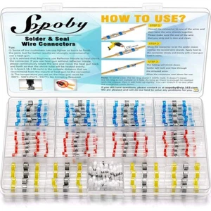 120 PCS Solder Seal Butt Wire Connectors Kit Heat Shrink Waterproof Terminals - Picture 1 of 6
