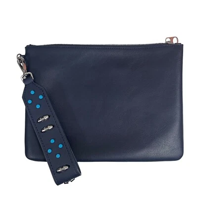 Bolsa de mão Vince Camuto couro azul marinho 10,5x7,5 removível - Imagem 1 de 4