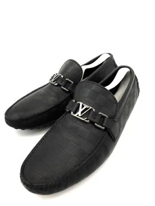 $800 LOUIS VUITTON Black DAMIER HOCKENHEIM LOAFER Mens Sz 8.5 italy / 9.5 us - Picture 1 of 11