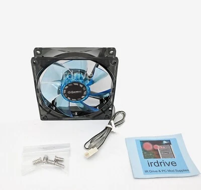 Enermax 90mm x 25mm Blue LED 3-pin 12V PC Case Cooling Fan + Screws - Image 1 of 4