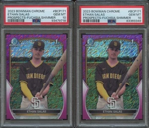PSA 10 2023 BOWMAN CHROME PROSPECTS FUCHSIA SHIMMER BCP171 ETHAN SALAS 1st RC199 - Picture 1 of 4