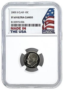 2005 S Clad Roosevelt Dime NGC PF69 Ultra Cameo - Made In USA Holder - Picture 1 of 2