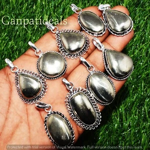 Beauty Pyrite Gemstone Pendant Lot 925 Silver Plated Handmade Wholesale Jewelry - Picture 1 of 6