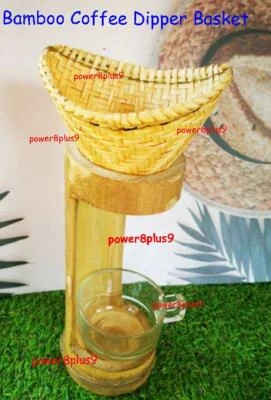 Goteador de café tailandés cesta de bambú espresso tostado molido capuchino latte galleta Foto 1 de 4