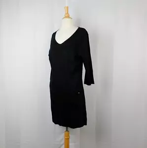 New York & Co 3/4 Sleeve V-Neck Knit Dress With Pockets - Black, Large #9911 - Picture 1 of 7