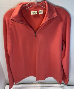 Eddie Bauer Sweatshirt Coral Size Medium Collared With Partial Zipper - Picture 1 of 7