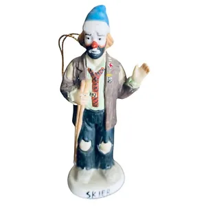 “Skier” Emmett Kelly Jr Clown Hobo Figurine FLAMBRO Collection Tree Ornament - Picture 1 of 9