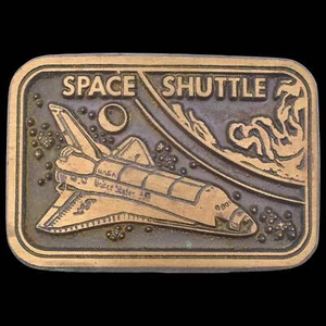 Solid Brass Space Shuttle Rocket NASA Vintage Belt Buckle - Picture 1 of 3
