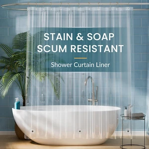 Clear Shower Curtain Liner, Plastic Shower Liner PEVA 72 X 72 Lightweight Waterp - Picture 1 of 12