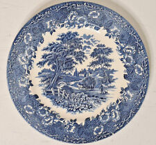 ENGLISH IRONSTONE ENGLAND DINNER PLATE WHITE / BLUE  283MM VINTAGE COLLECTABLE