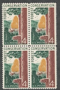 US. 1122. 4c. Waldszene, Waldschutzausgabe. 4er Block. postfrisch. 1958 - Bild 1 von 1