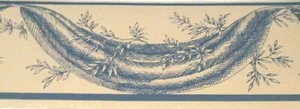 Wallpaper Border Seabrook Country Swag Blue Beige / Tan Wall RO9085 5 1/2 " NEW - Picture 1 of 2
